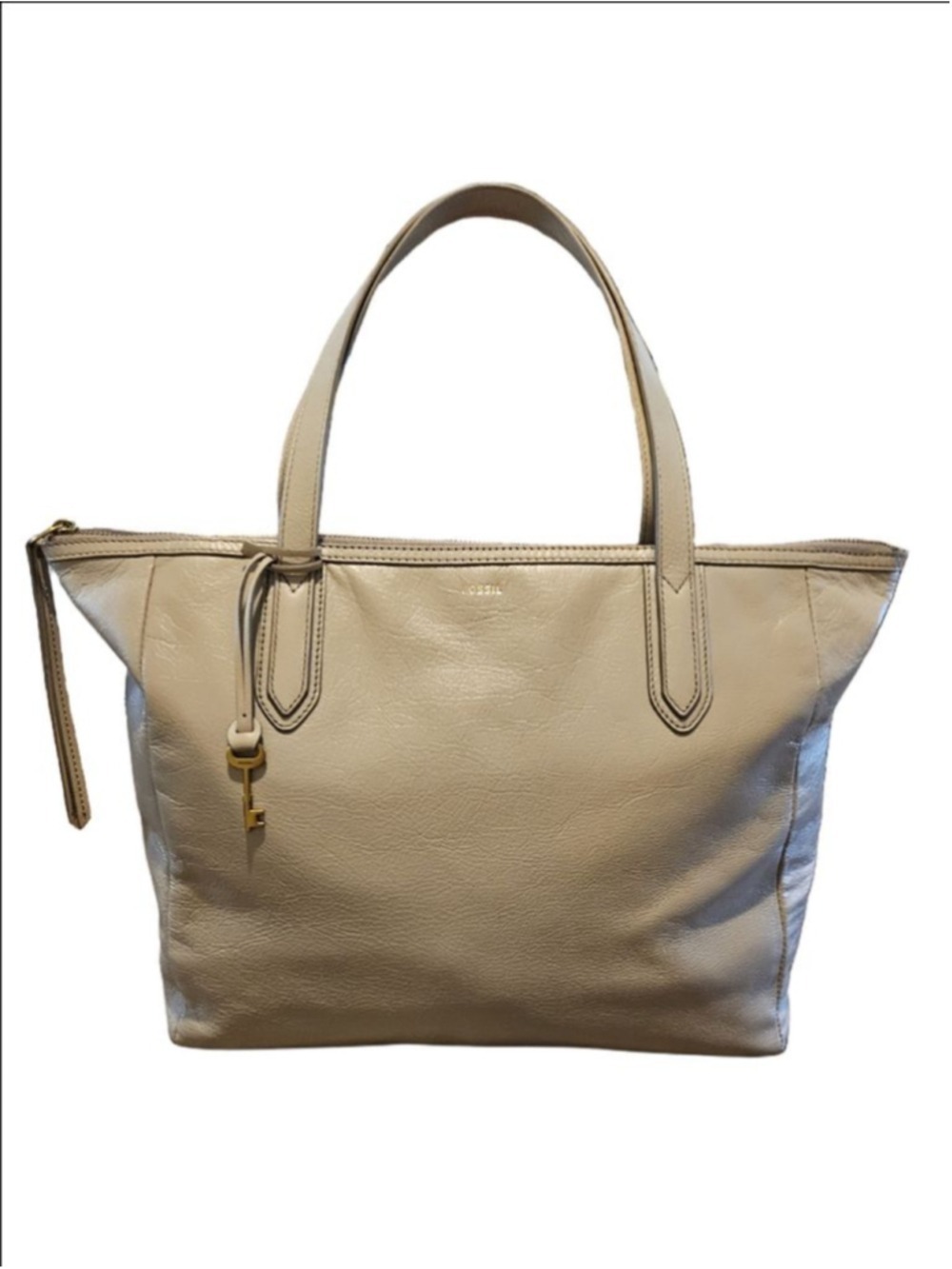 Women's Fossil Beige Leather Sydney Shopper Tote Bag Beautiful Condition